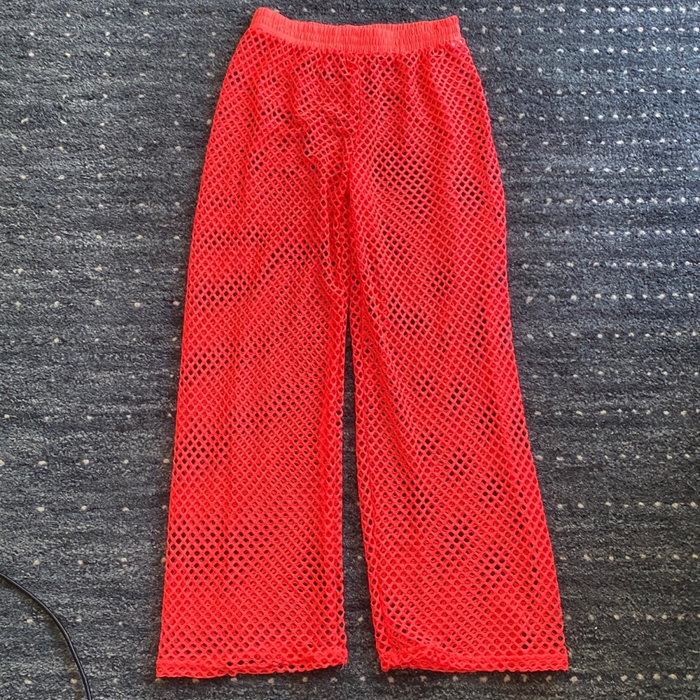 Neon Pink swimsuit cover up pants, size S/M